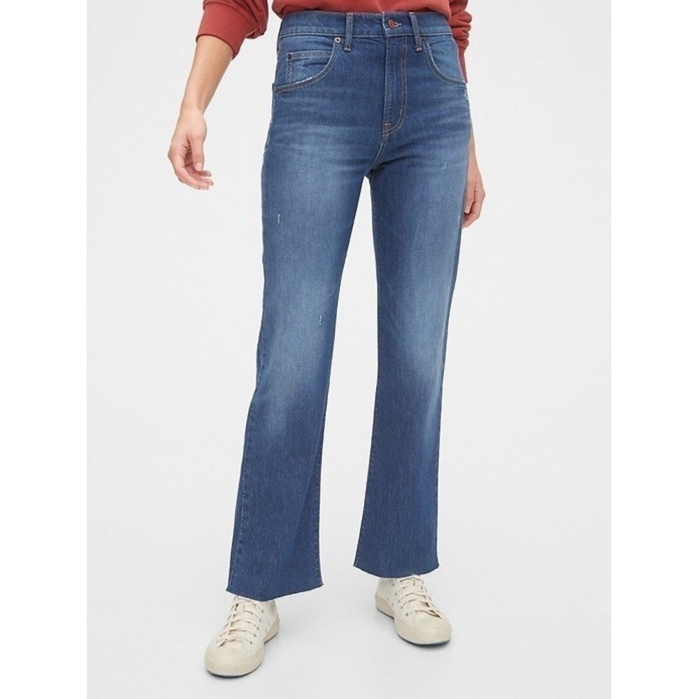 Gap Ankle Flare Jeans Blue High Rise Raw Hem / Women's 8/29R